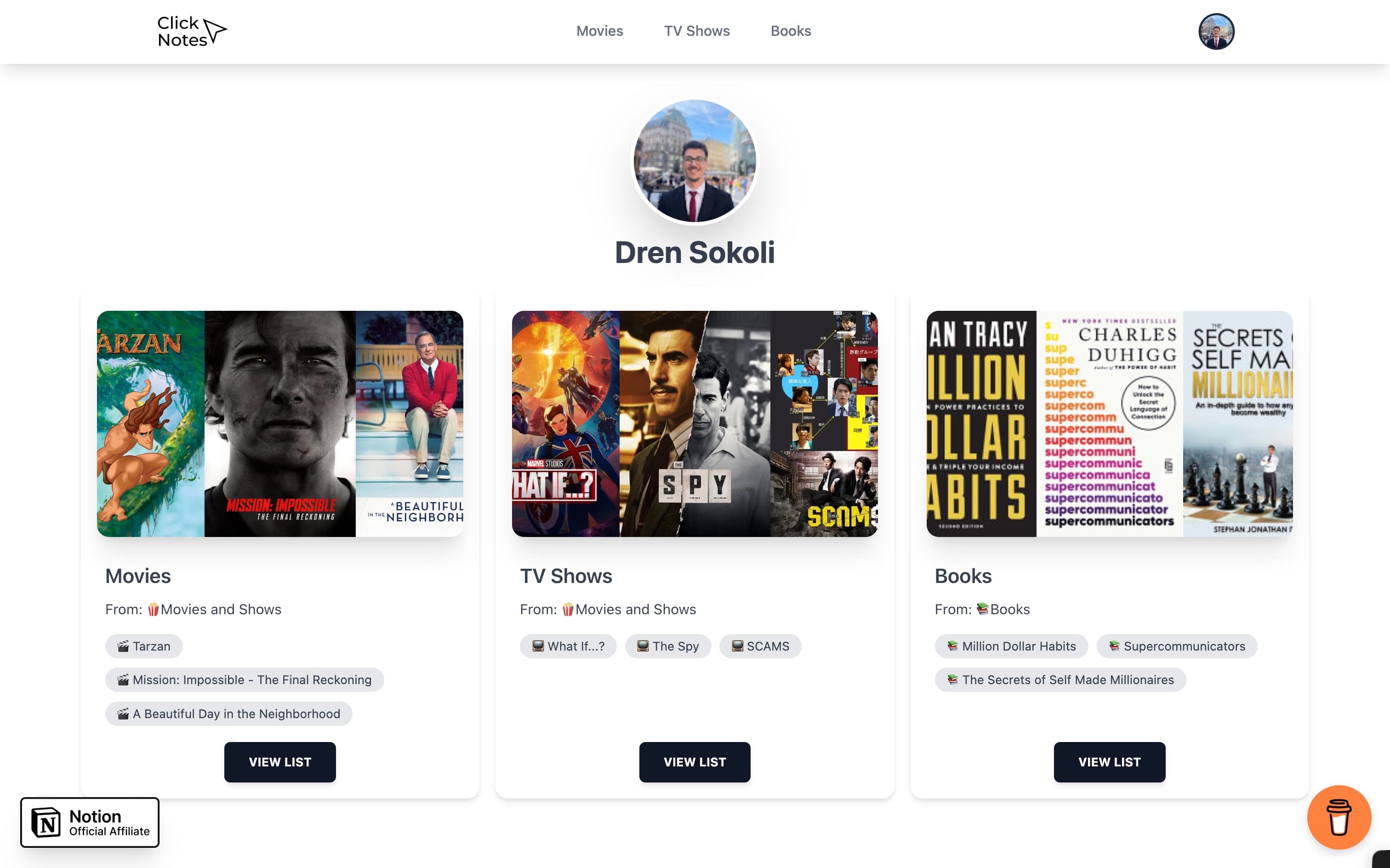 ClickNotes screenshot
